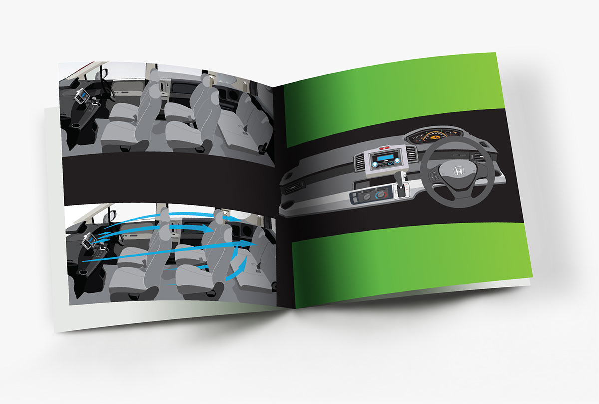 Honda Freed Booklet automotive   vector Illustrator ILLUSTRATION  Layout detail Car Interior