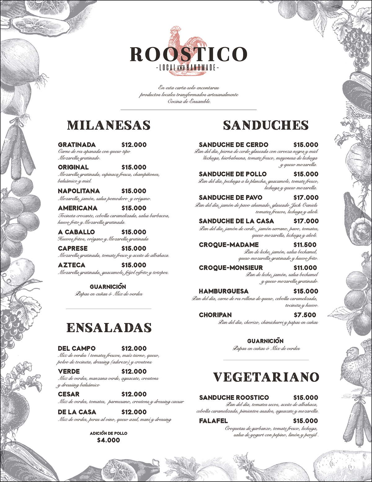 restaurant logo delicatessen Roostico Rooster brand sandwich