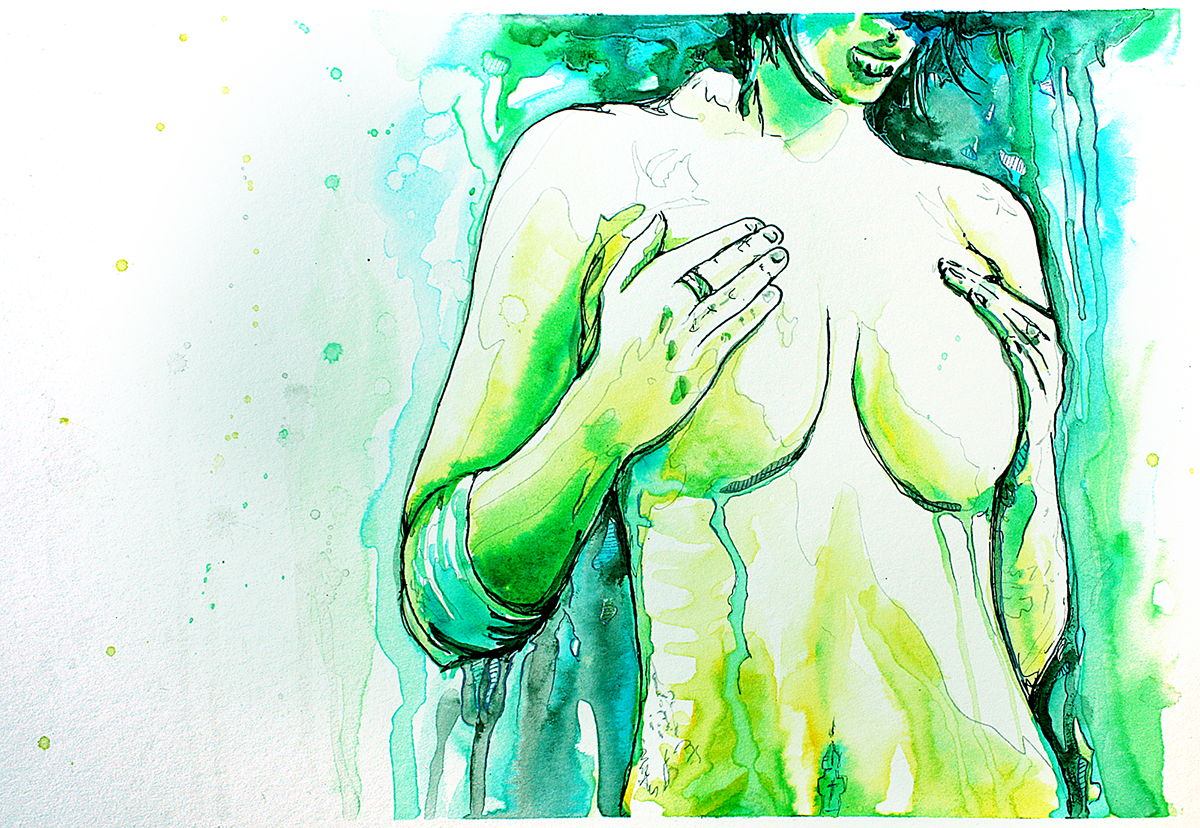 woman women bodies watercolor colors drips ink suggestive male lens
