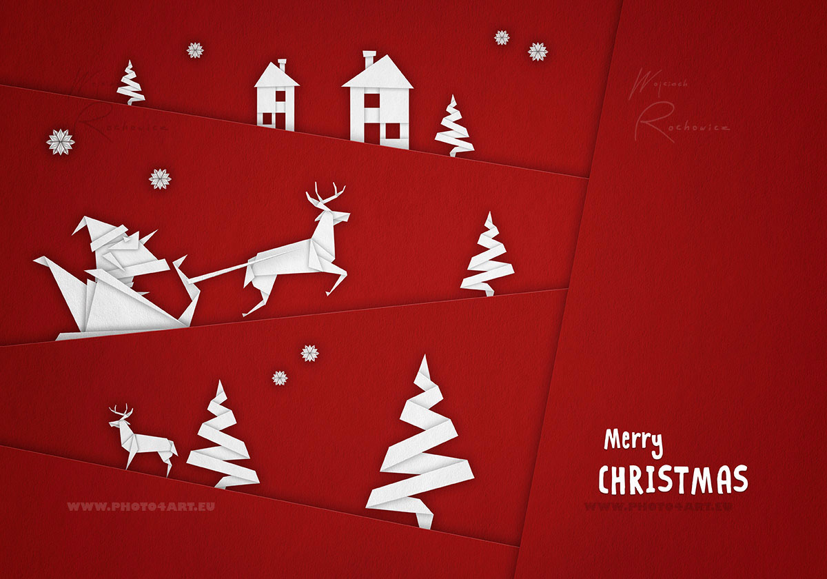 Christmas Tree  origami  merry Holiday paper snow xmas kid Santa Claus