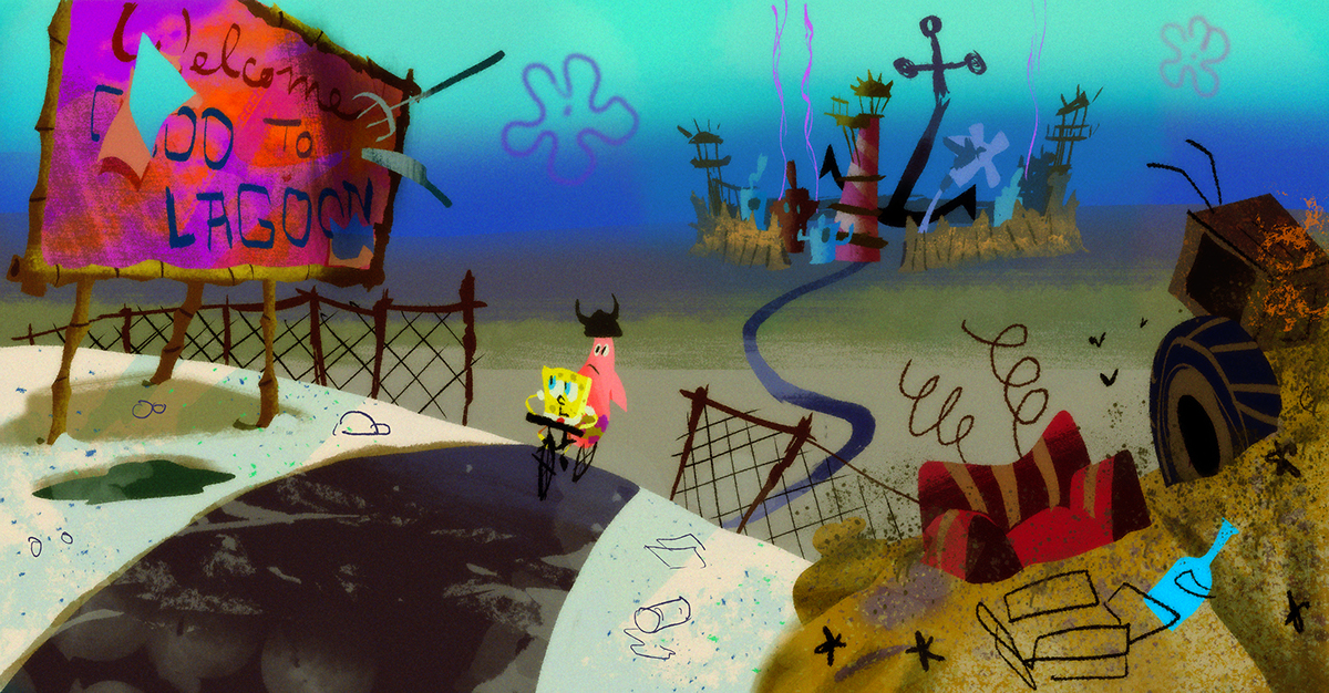 Visualdeveloment digitalart spongebob concept Paramount postapocalyptic