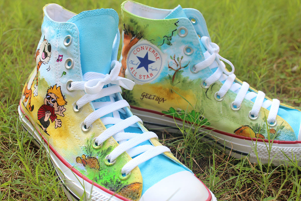 Hand Painted Calvin & Hobbes Converse Shoes on Behance