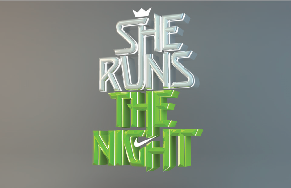 Nike type branding  like minded studio she runs sydney 3D c4d lettering typography  