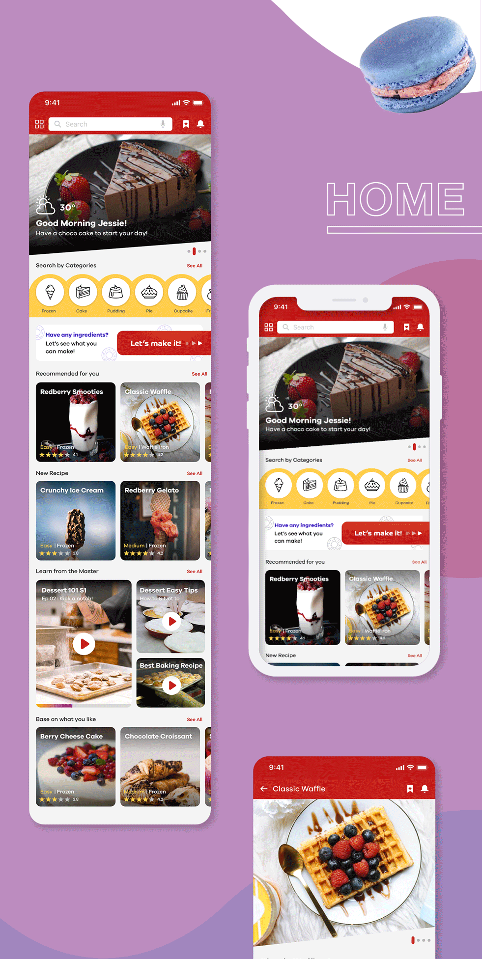 UI ux apps Mobile app dessert recipe recipe app ui ux
