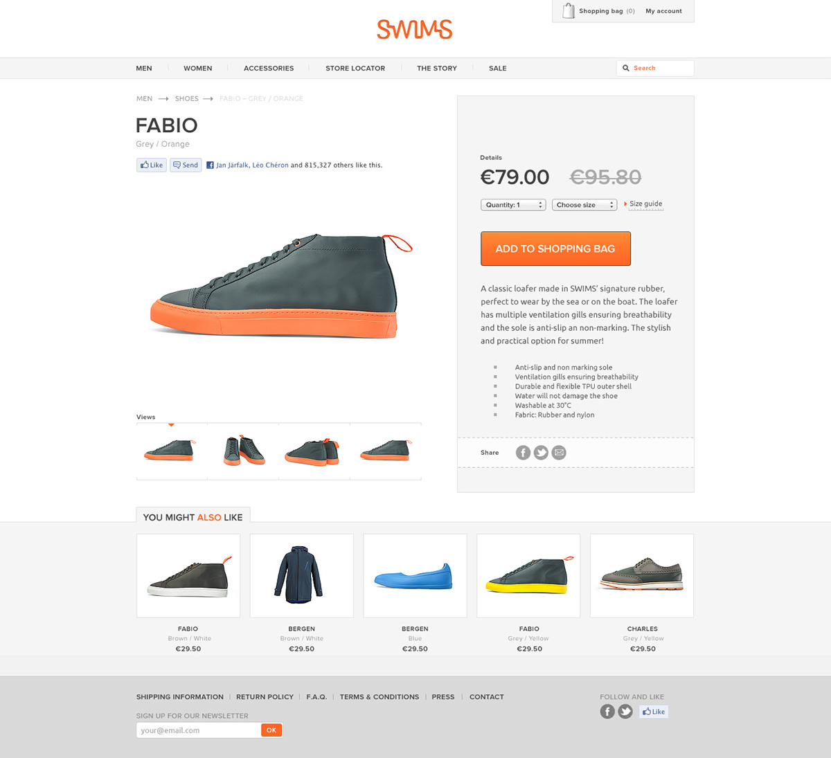 swims norway web shop e-commerce Layout grid brand Clothing shoes caloshes Outerwear jackets Shopping weather