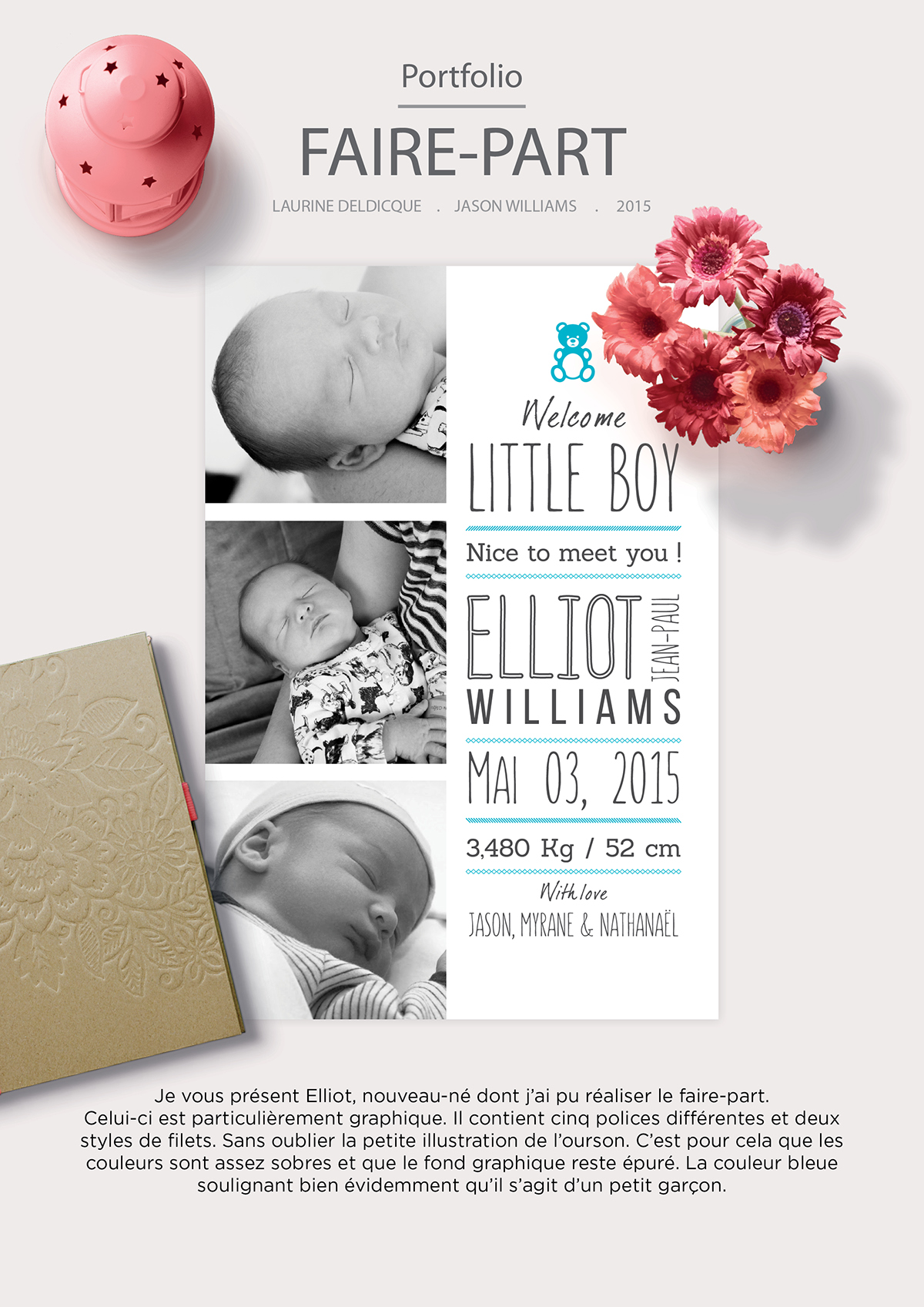 baby Birth Announcements blue ELLIOT