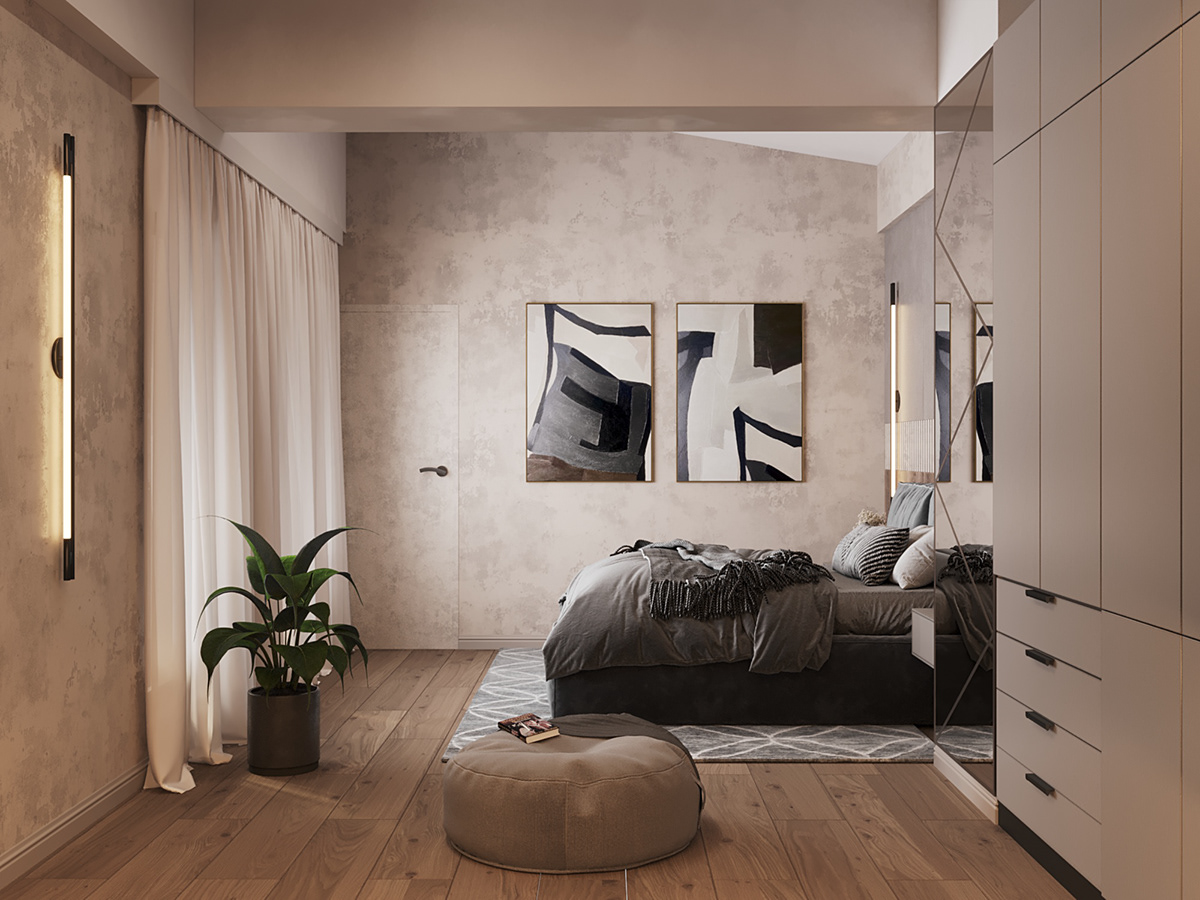 visualization interior design  Render 3ds max corona bedroom design дизайн интерьера Interior Visualization Sofa bed Визуализация интерьера