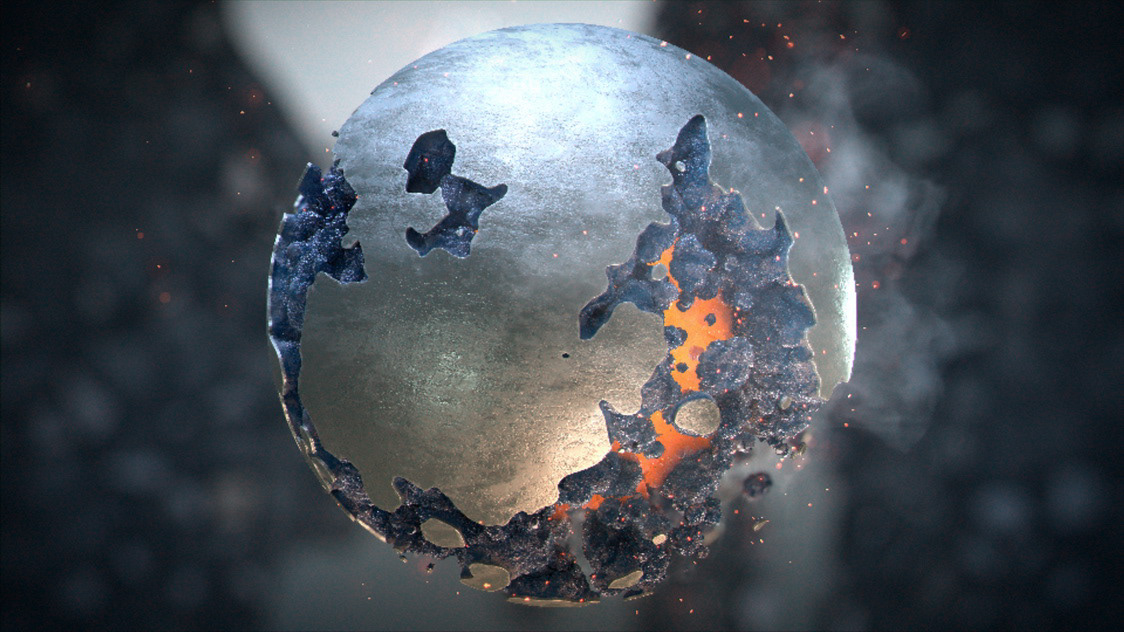 3D alien animation  fire graphics Melt metal rock sci-fi science