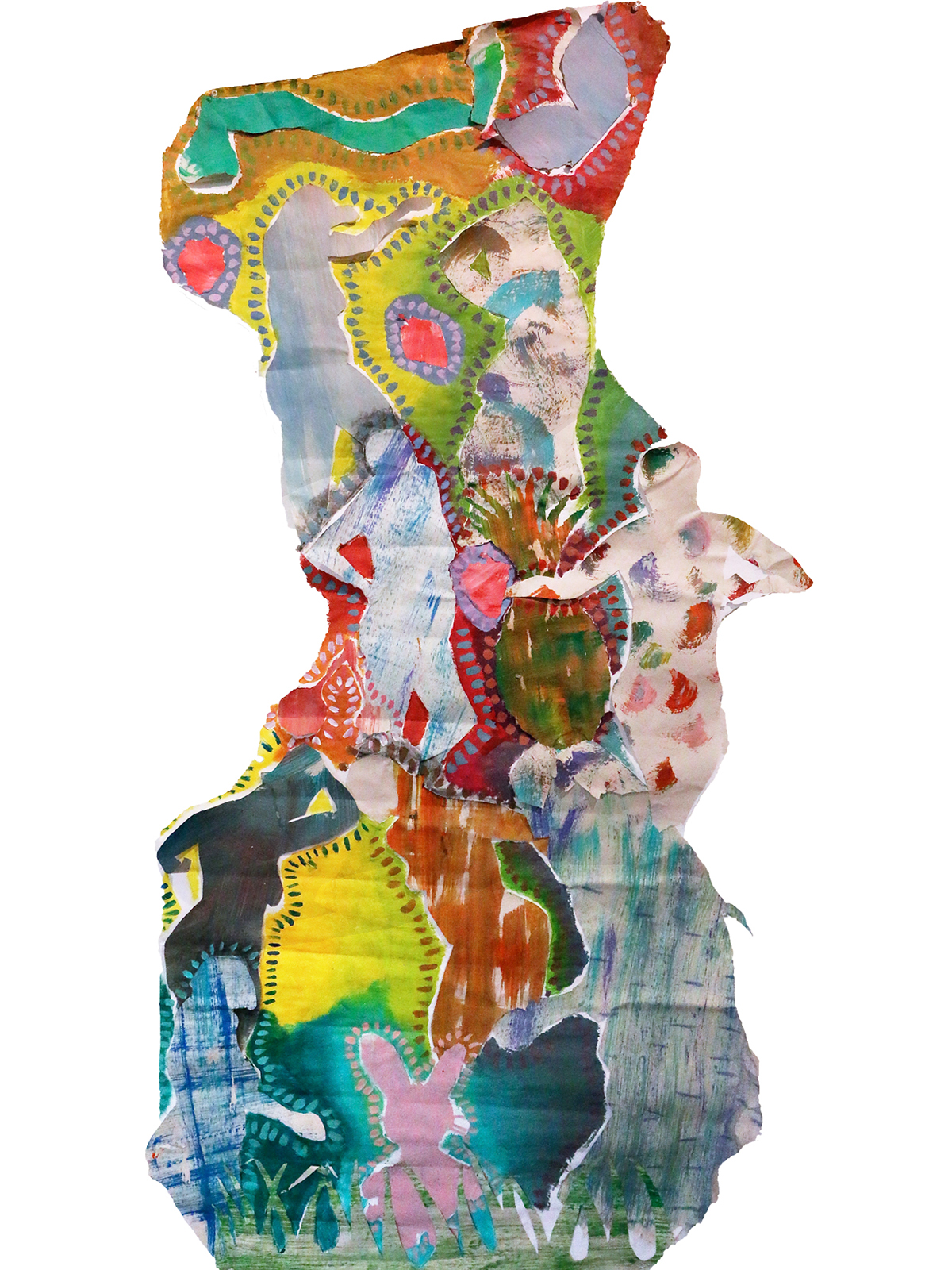 collage shaping acrylic portraits painting   sculptural
