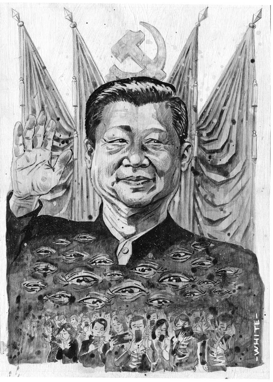 politics china communism Editorial Illustration newspaper illustration Xi Jinping dictator autocrat opression surveillance