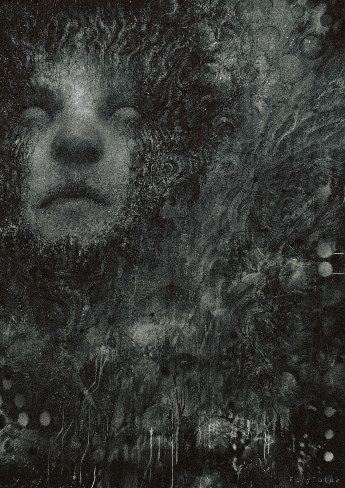 dark Digital Art  digital illustration face ILLUSTRATION  painting   shadow time tears