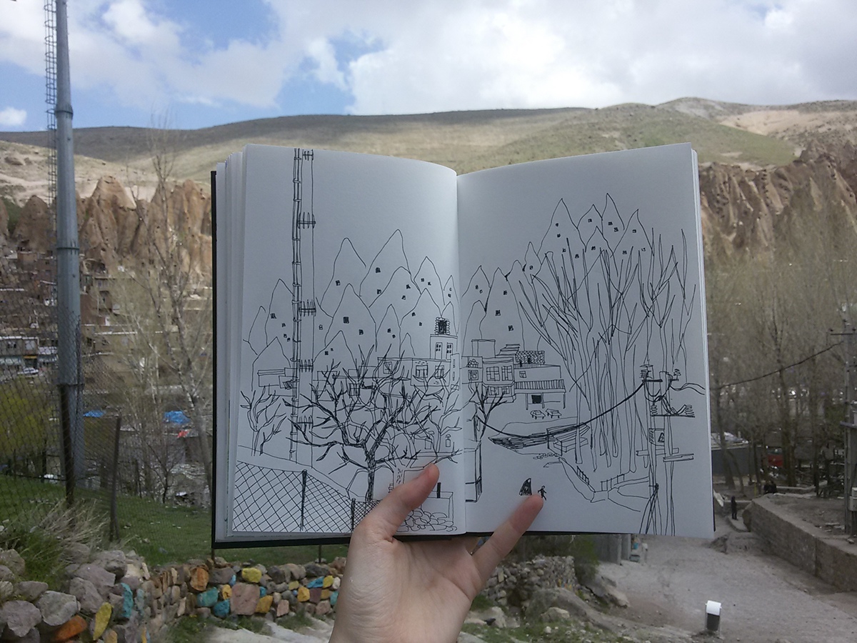 Iran sketch sketching travelbook Travel sketchbook