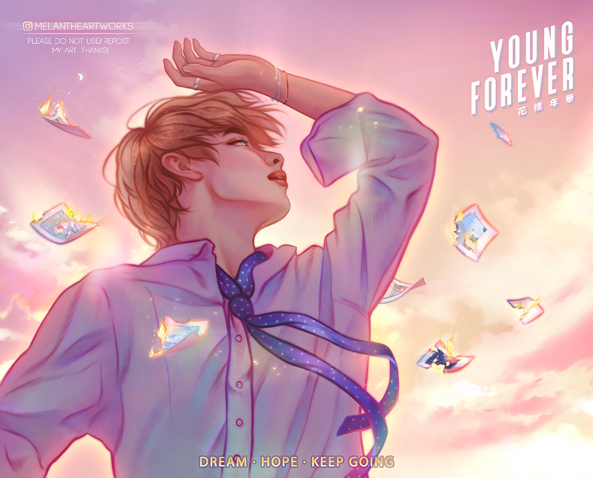 bts BTS FanArt SKY summer sunset TAEHYUNG Young forever kpop POLAROID army