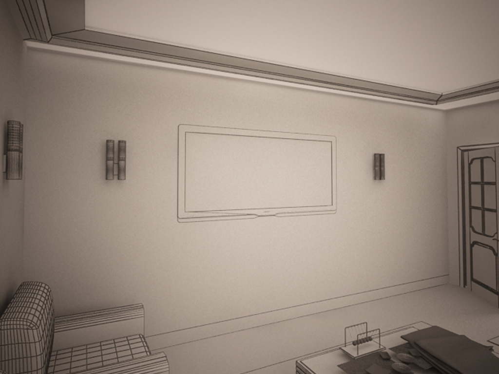 3D setting room wireframe