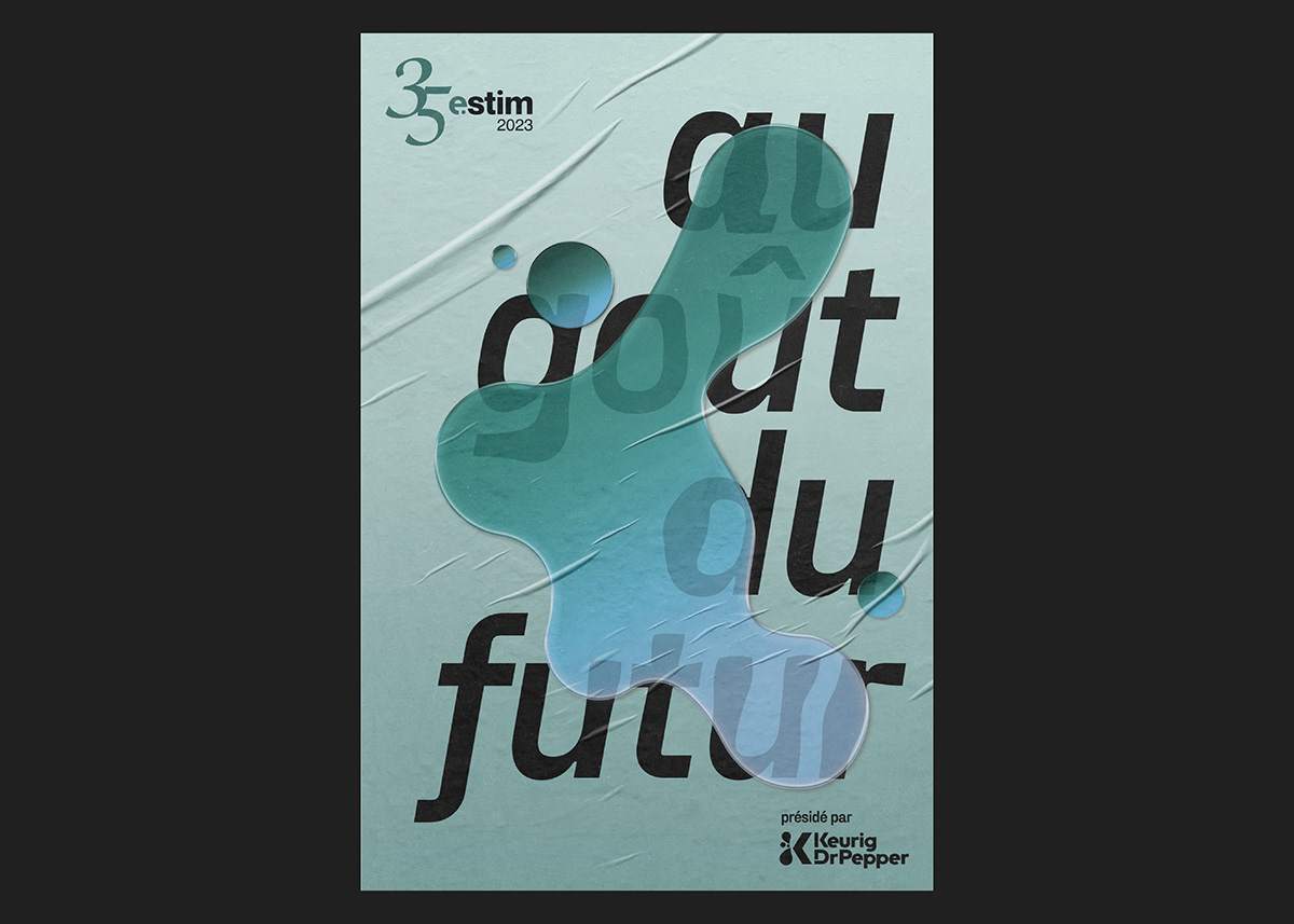 brand identity estim futur gradient identity Liquid logos merchandise poster typography  