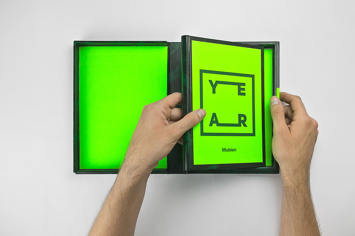 anniversary mubien neon green Bookbinding sketchbook