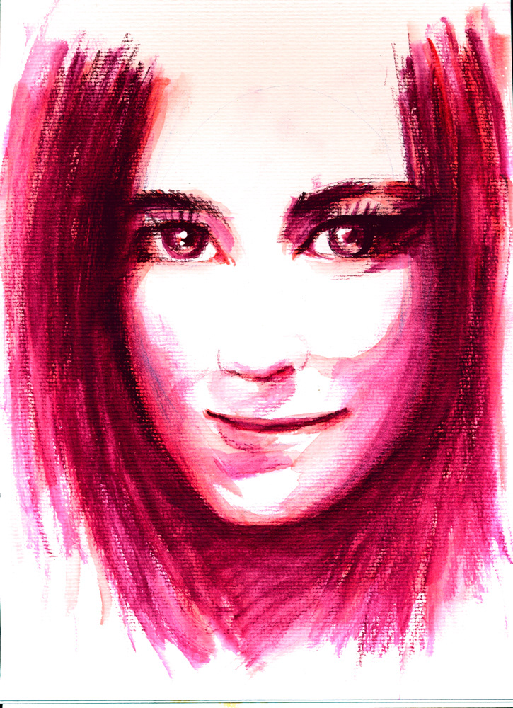 portrait art draw paint watercolor pencil MixMedia beauty friend girl brush