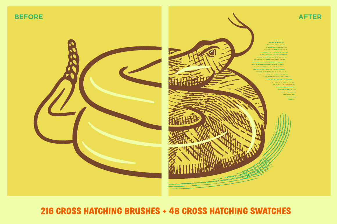 crosshatching cross hatching adobe illustrator Procreate Drawing  RetroSupply Co. brushes swatches vector