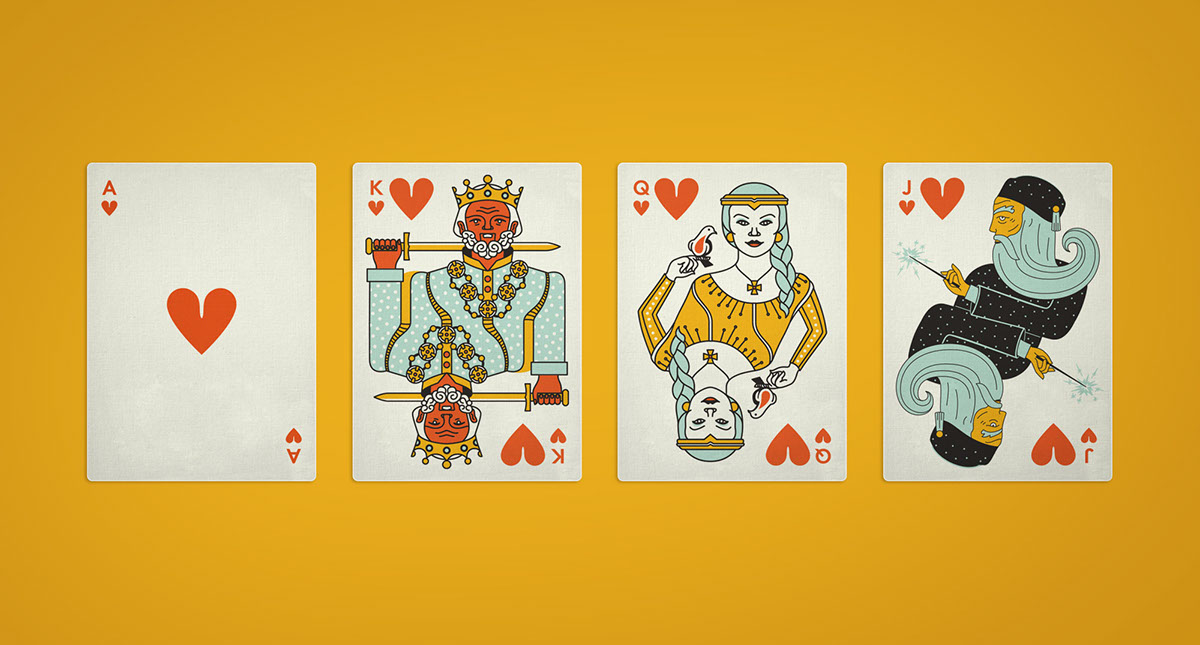 Adobe Portfolio Playing Cards king queen suits spade heart diamond  clover leopard Camelot King Arthur Shangri-La qulin Lost City atlantis