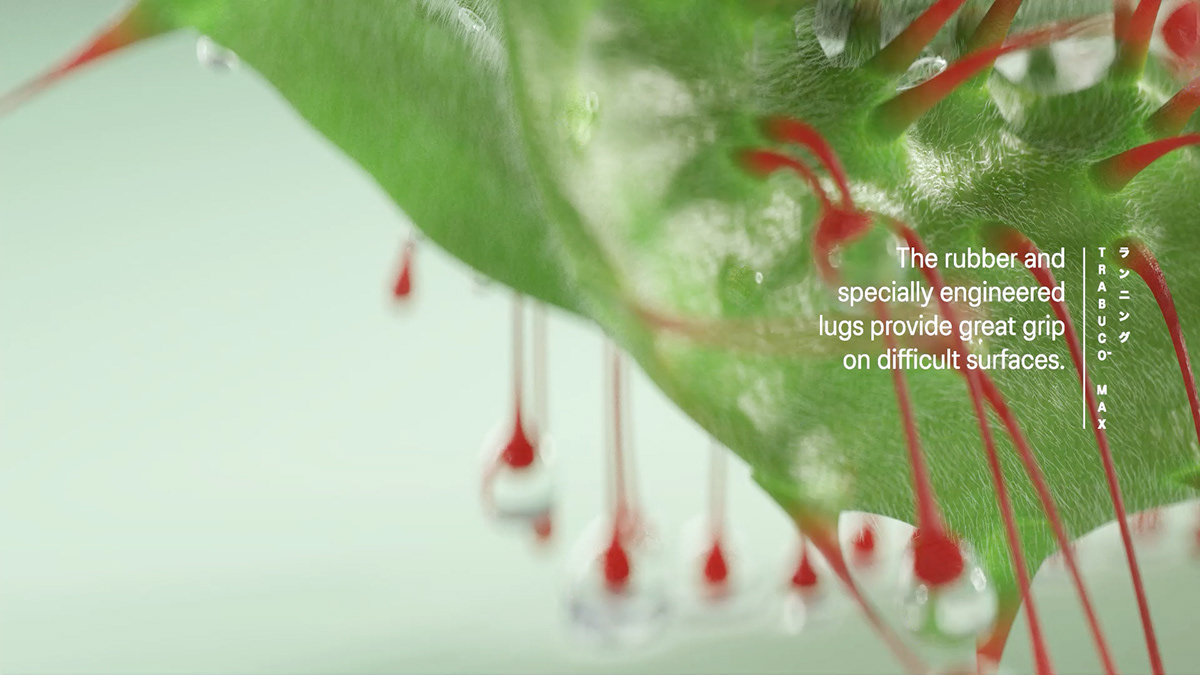 3D Advertising  animation  Asics drosera motion design Nature product sundew trail running