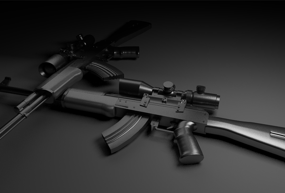 3D modeling Gun Modeling Maya Texter