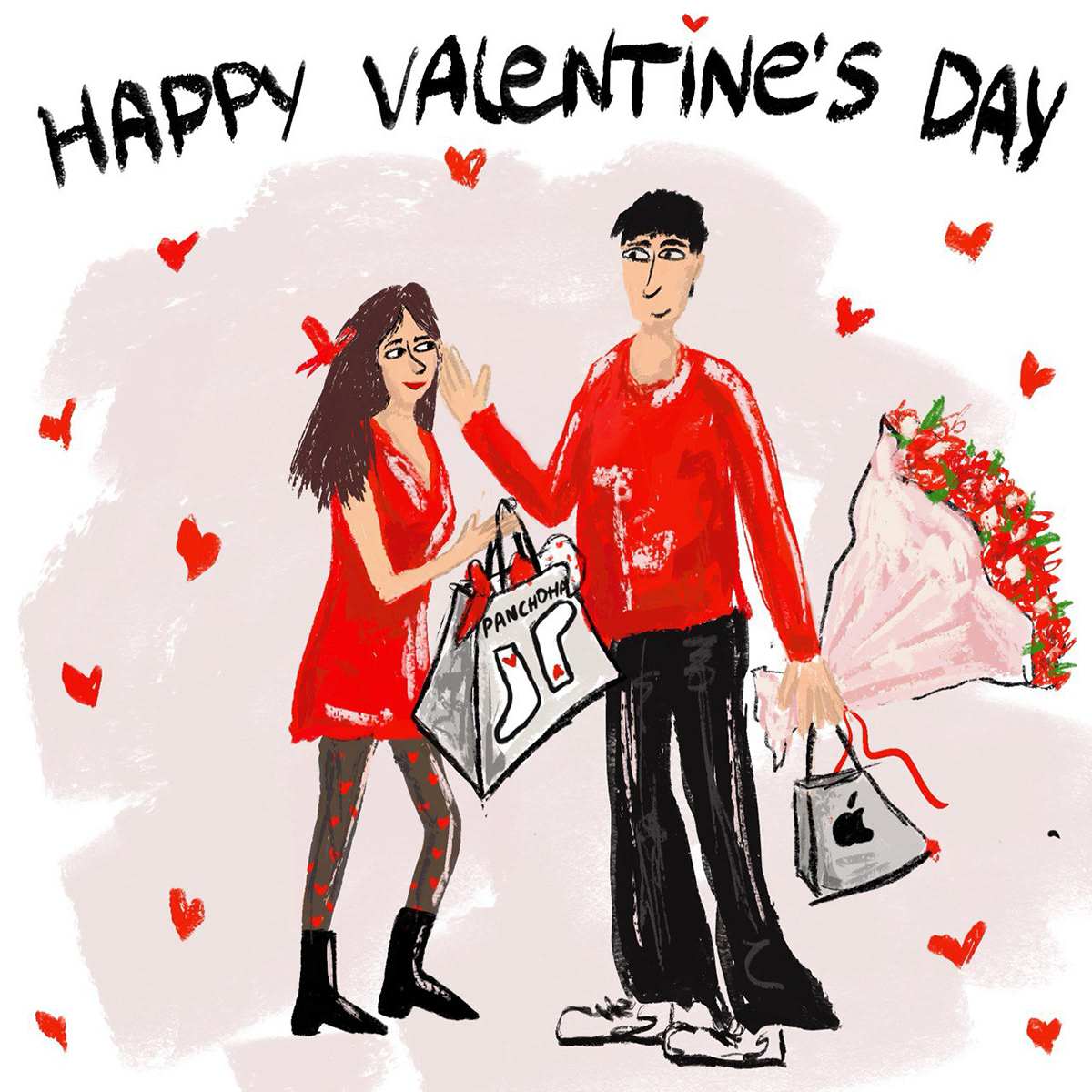 Illustrator illustrations couple valentinesday illustration service Procreate