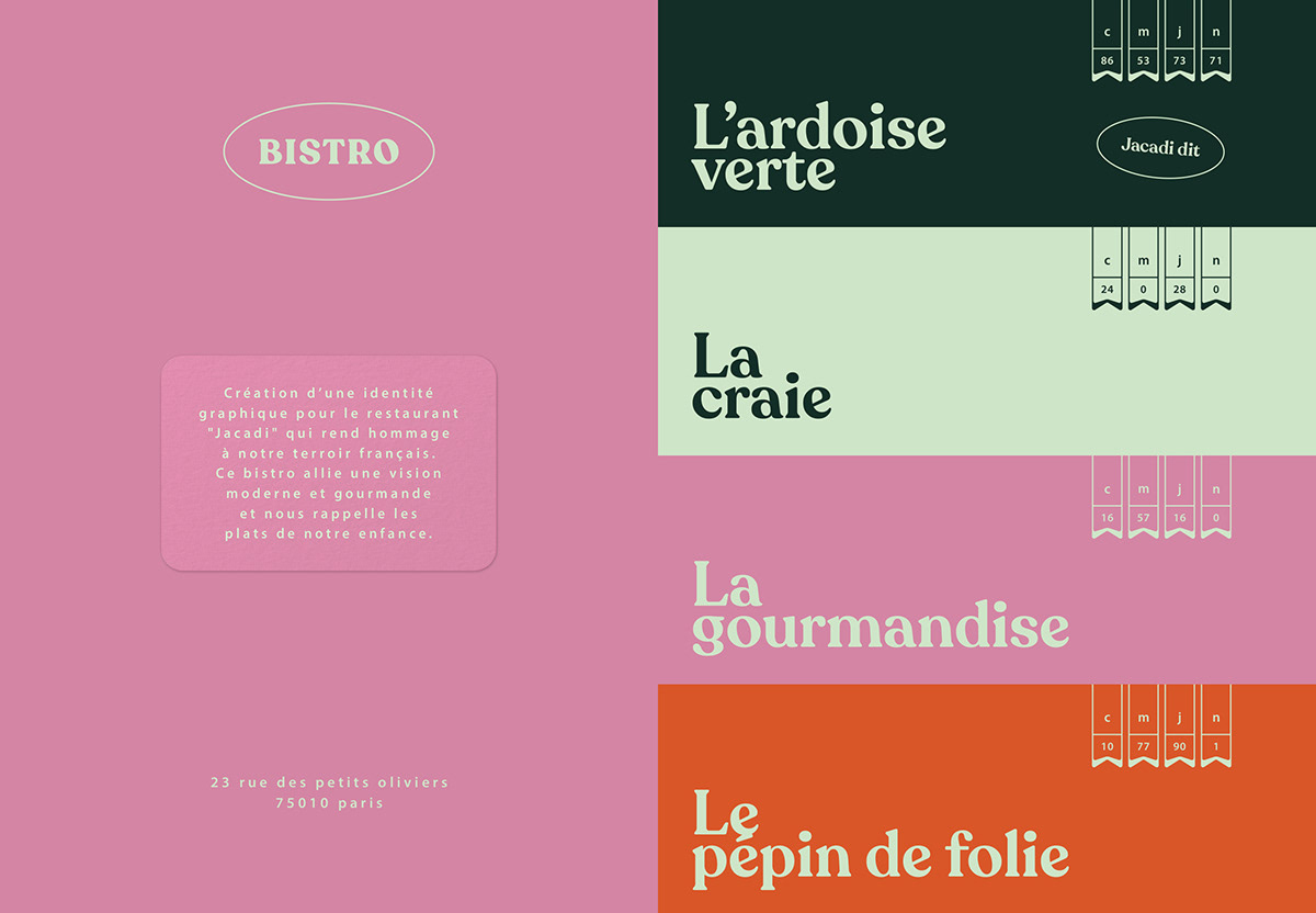 bistro brunch colors Food  French gourmand identity Logotype modern restaurant