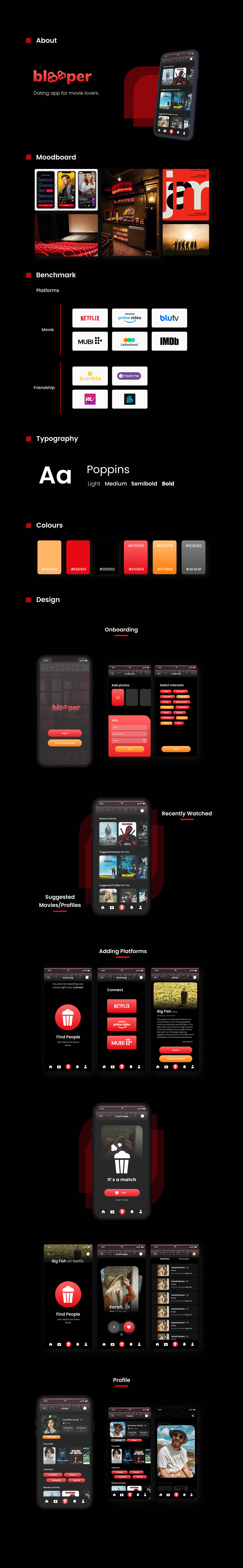 app Cinema friend match movie ui design user interface