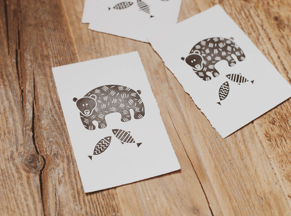 linocut Printing printmaking handprint handprinting stamp pattern линогравюра