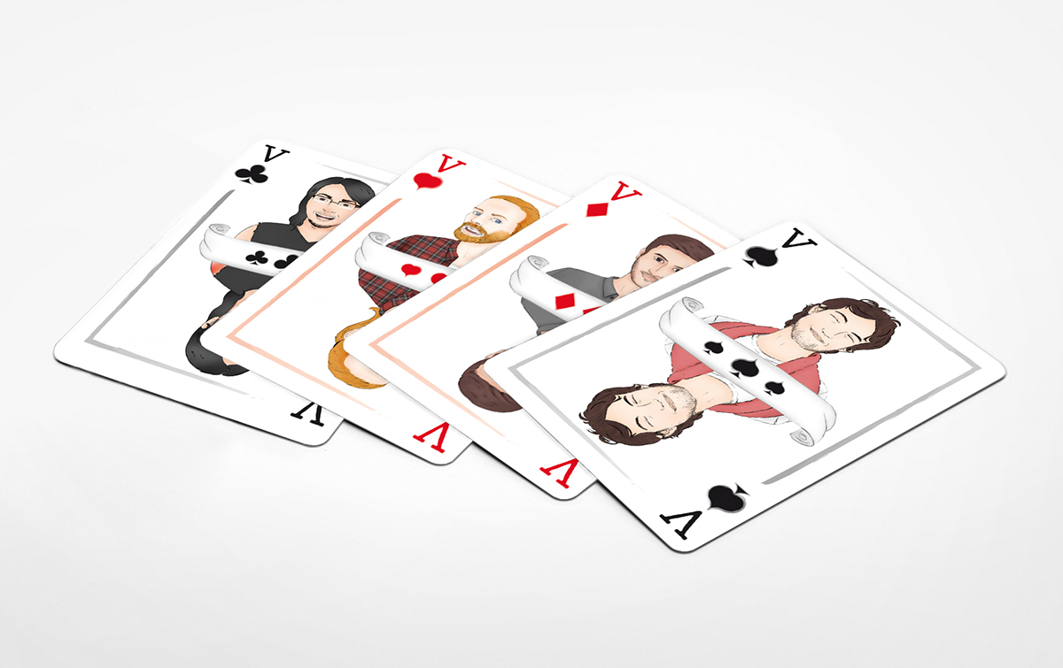 playing card cartes à jouer dessin illustrationroi reine valet king queen cabane of the DETOUR avec de vrais morceaux dedans