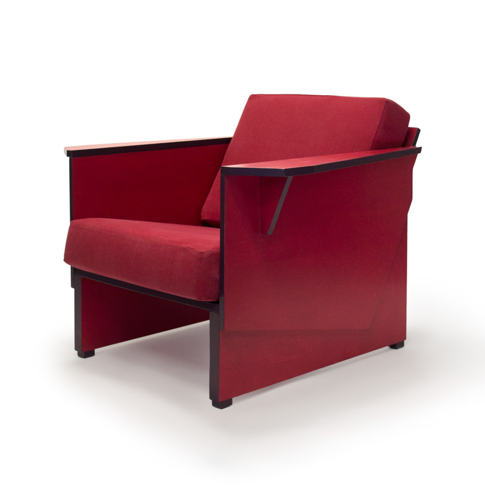 armchair red plywood