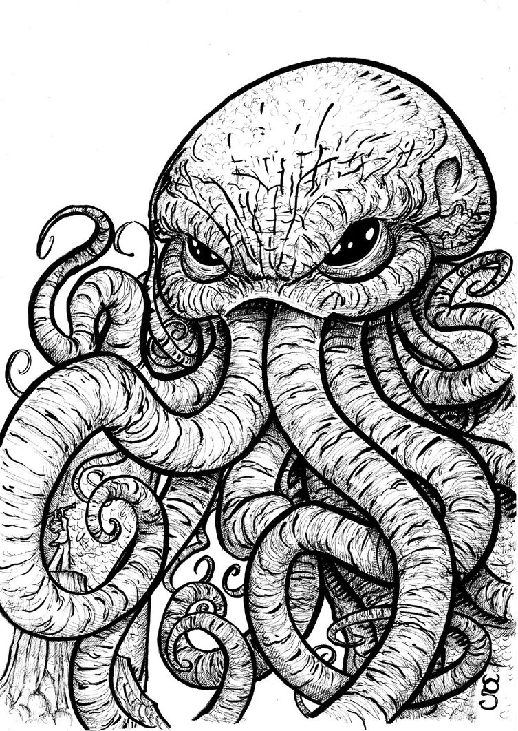 cthulhu wraith ghost sci-fi spacecraft monstah pencil ink photoshop