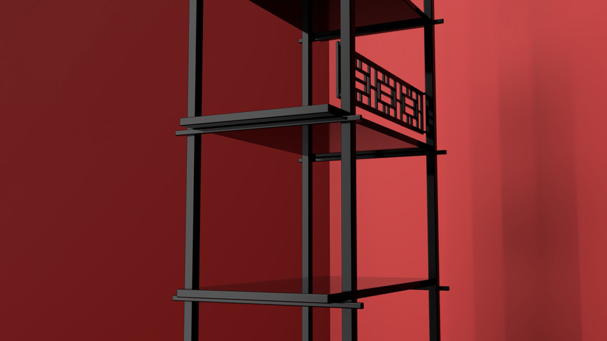 desk Fusion360 industrialdesign Shelf red china chinese Render Estante