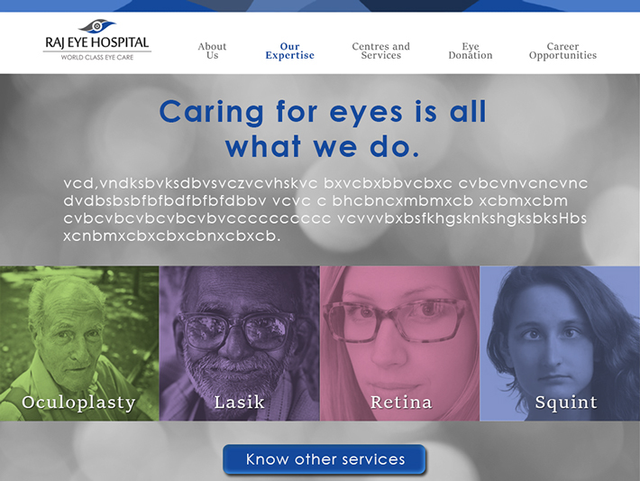 hospital Website Layout graphics eye care