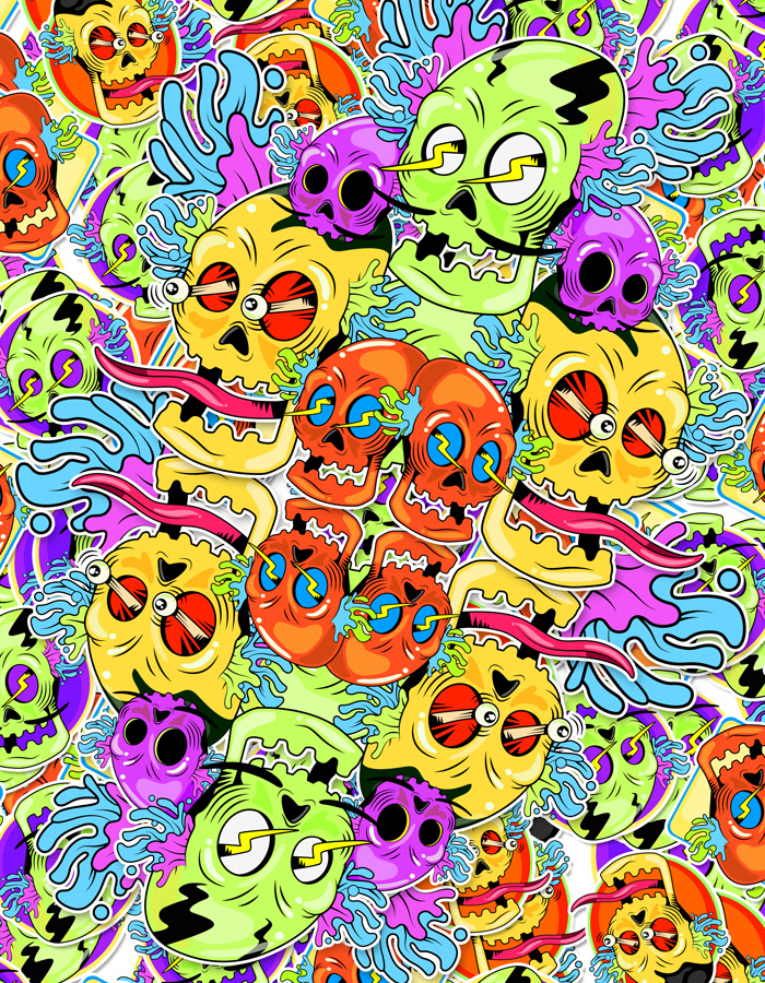 ilustracion Patterns skulls