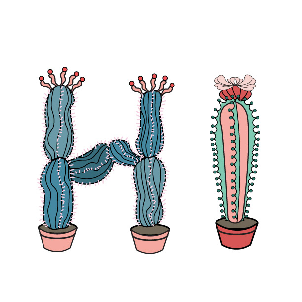 graphicdesign alphabet cactus graphic Typographie colors plante