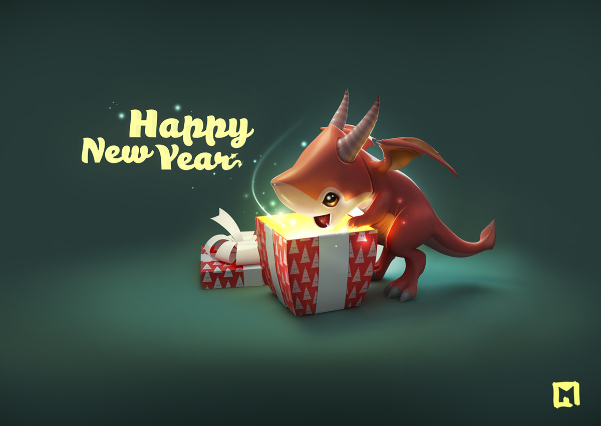 new year dragon Aion present wallpaper