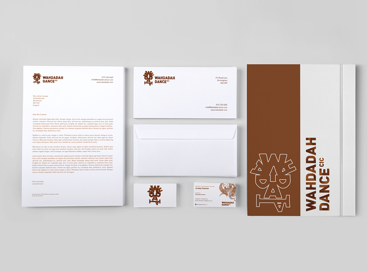A selection of stationary showcasing the newly created Identity for the dance school