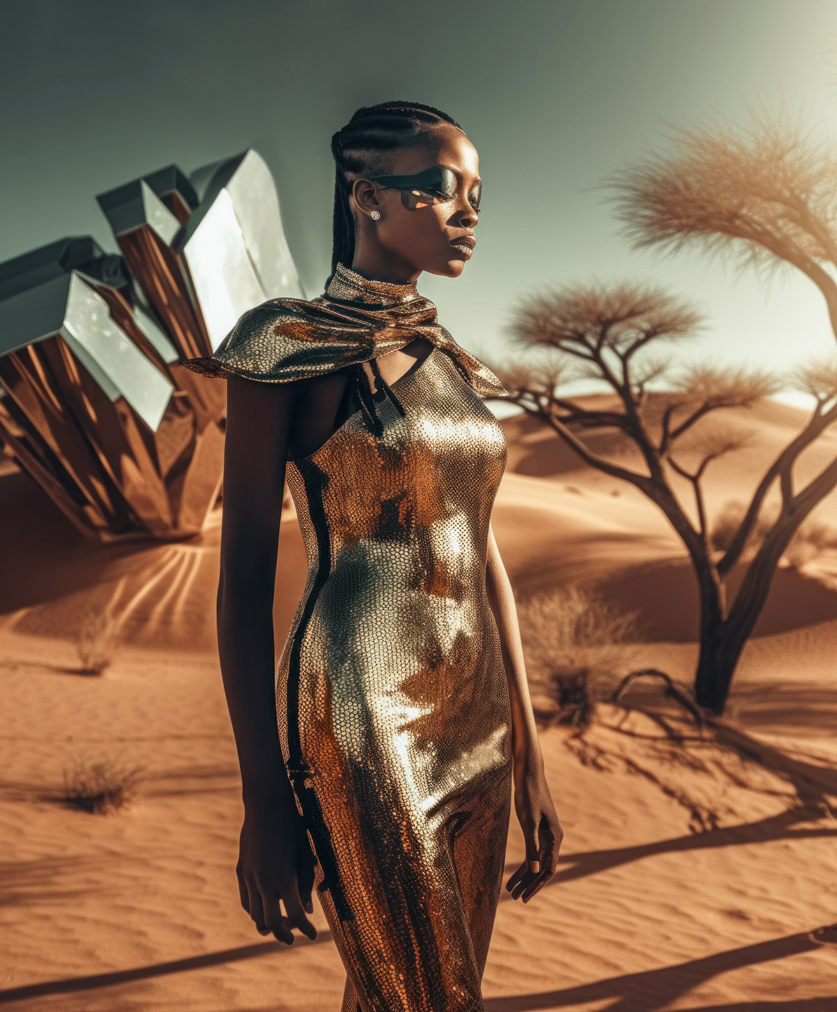 africa ai Ai Art conceptial desert fashion shoot futuristic Namibia science fiction Adobe Portfolio