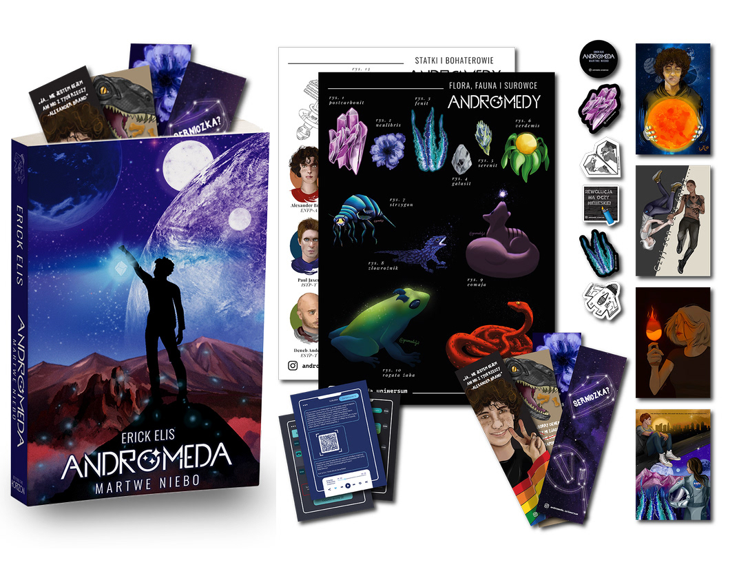 Andromeda book Bookdesign merch design Merch ILLUSTRATION  Digital Art  Poster Design bookmark design stickers