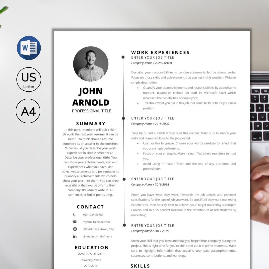 Modern resume template word, cv template on Behance