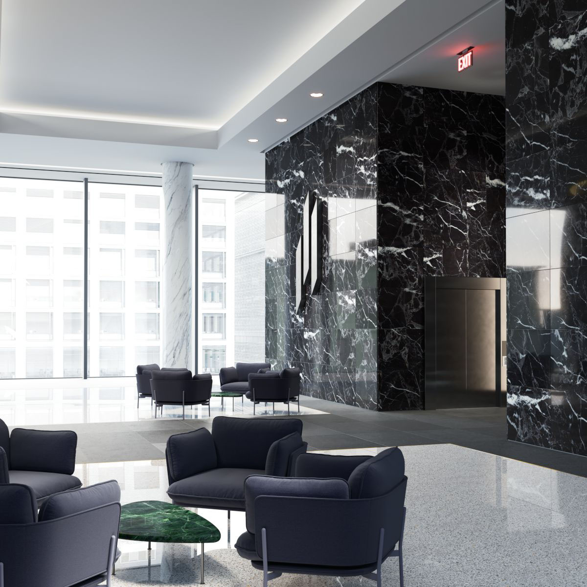 architecture Lobby minimal lift Marble black White Exit