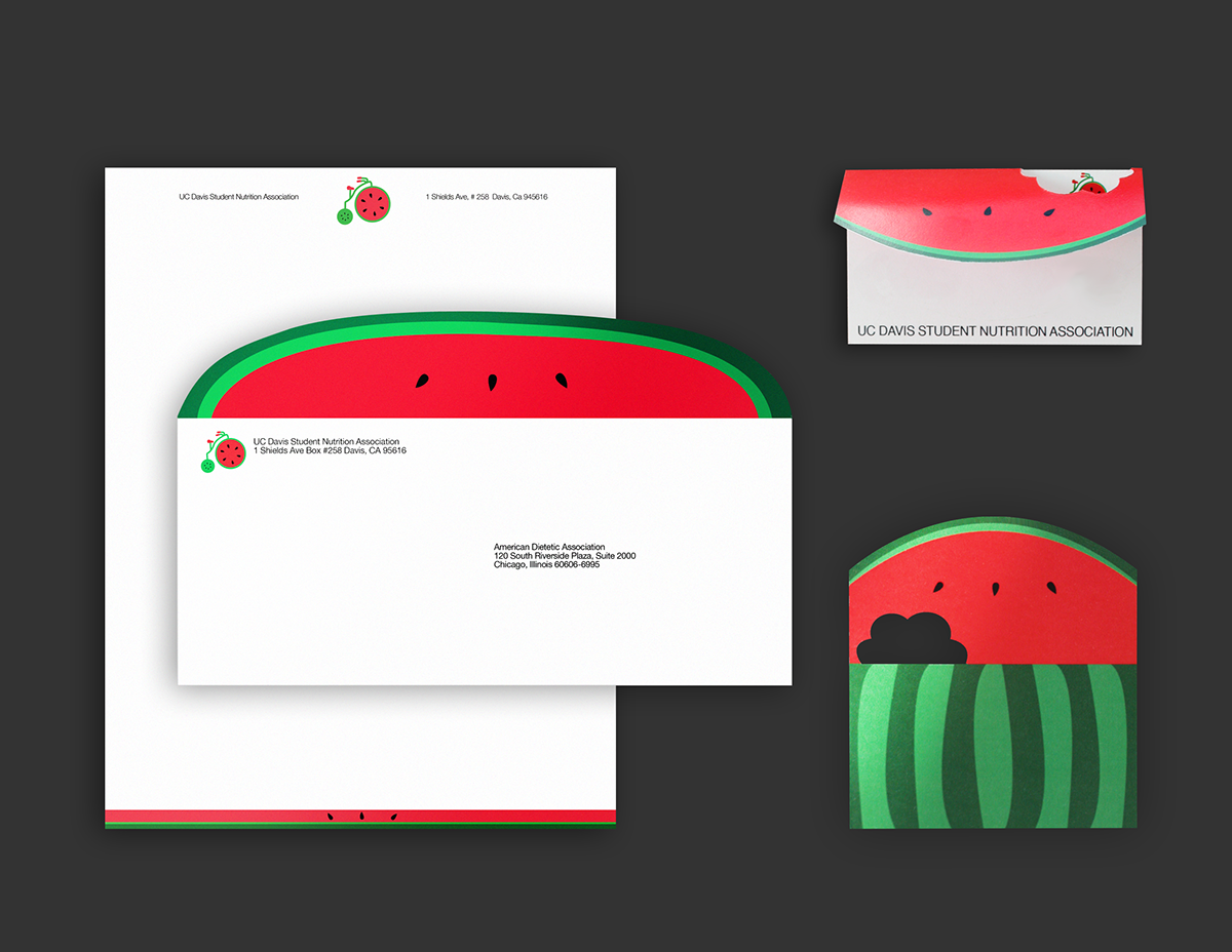 university of california davi Student Nutrition Association watermelon Fruit logos Bicycle businesscard