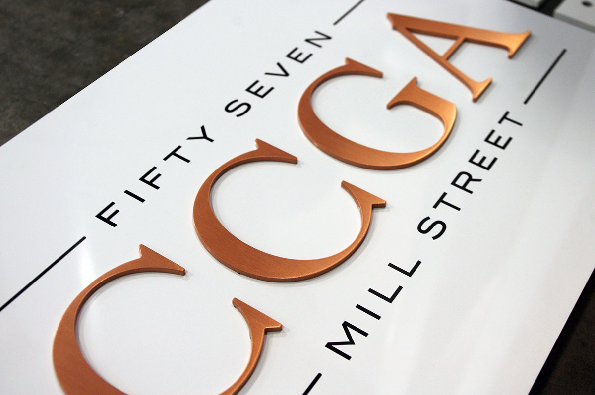 Sign design Way Finding copper apartments Signage identification Granite boston