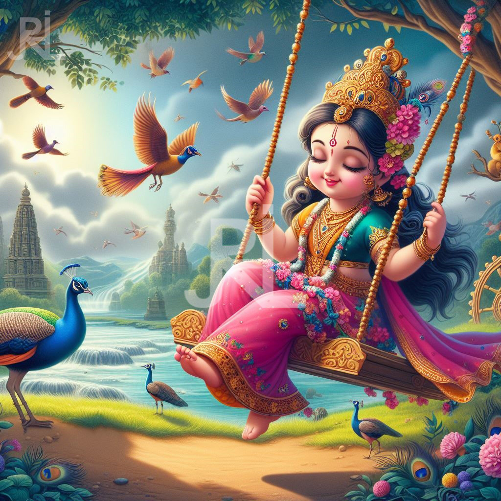 Radha swinging Nature birds Aura divine Radharani RADHE radheradhe swing