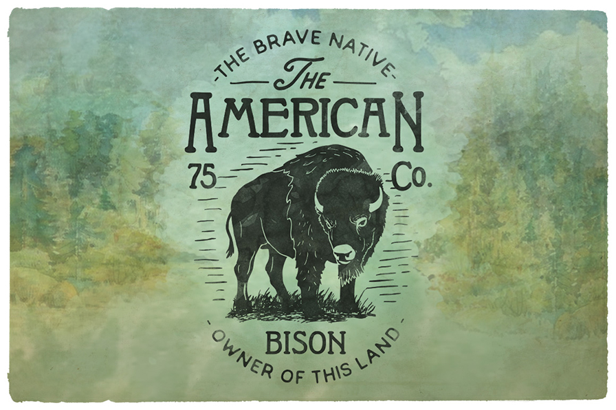 Badges logo american Native Hipster Buffalo bear mountain lumberjack FOX deer vintage Retro free type