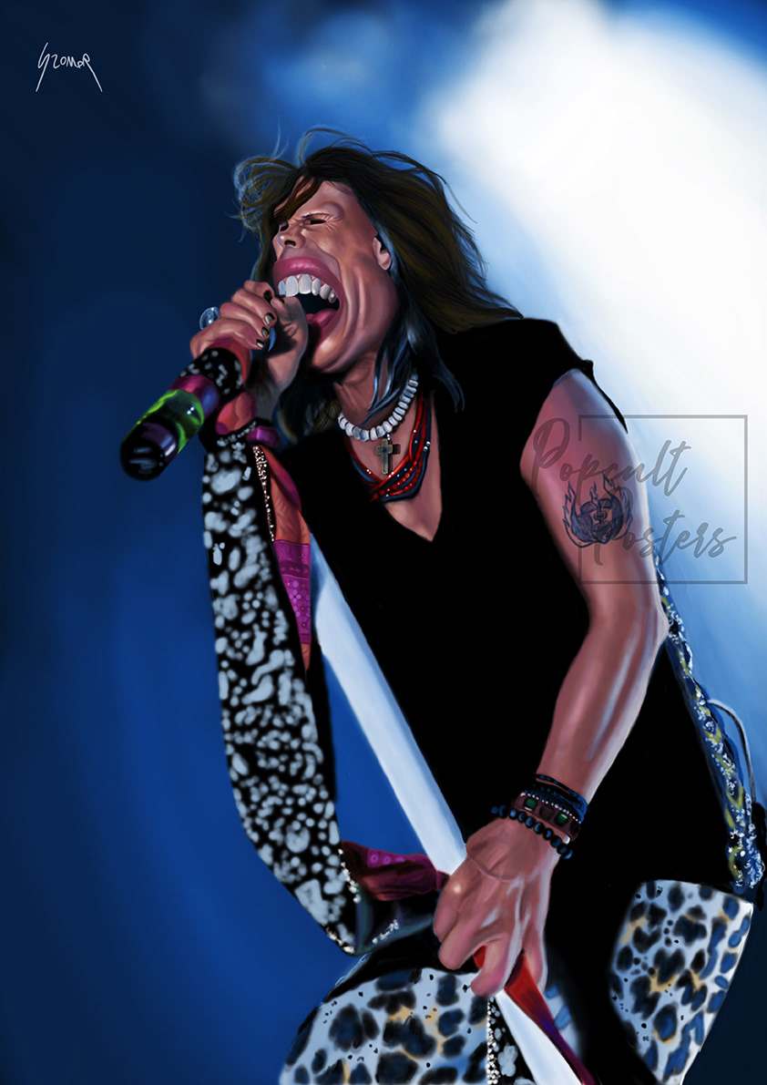 Aerosmith caricature   Singer musician blues rock n roll music artwork Digital Art  steven tyler