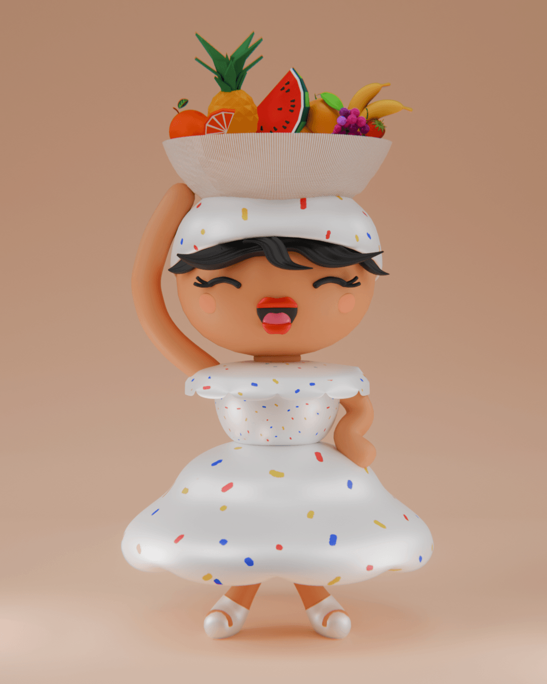 kawaii palenquera colombia 3D Character design  blender Character 3D illustration Fruit natalia ortiz