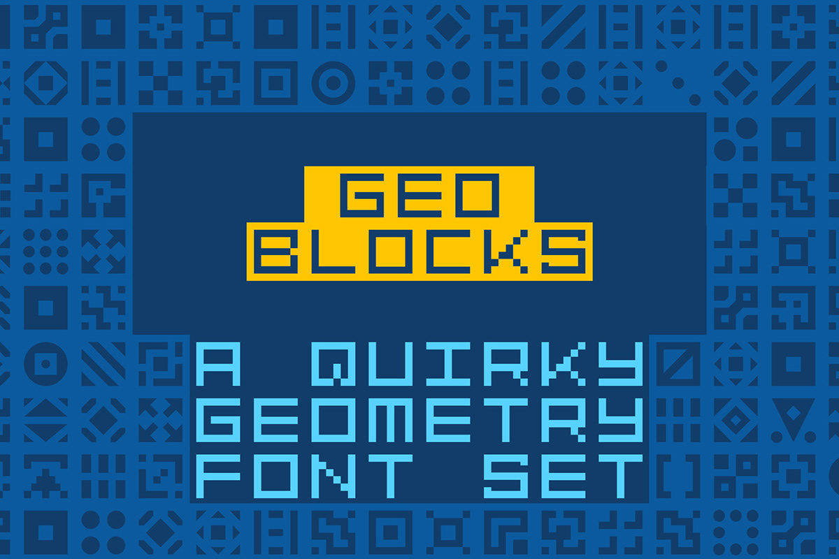 geoblocks block pixel font geometric square pattern icons Retro 80s