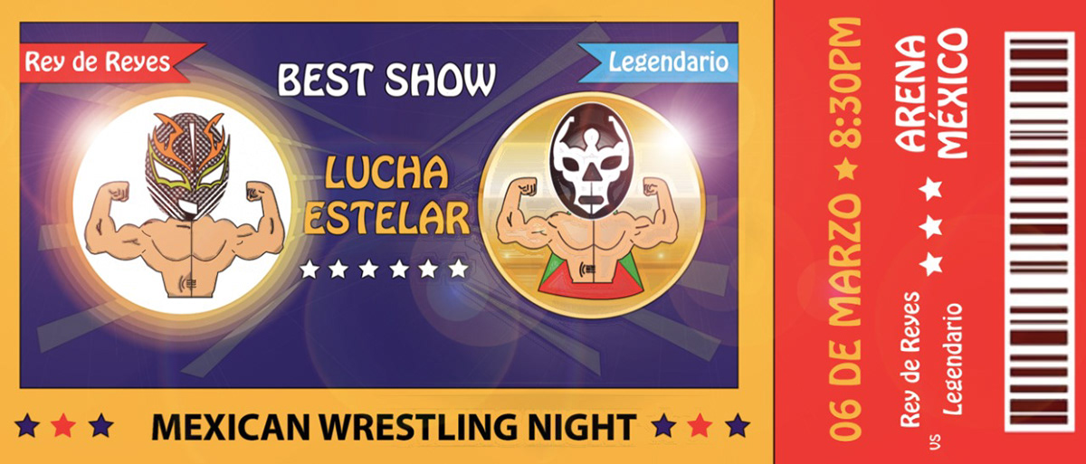AAA dibujo ilustracion luchas mascaras mexico vs Wrestling